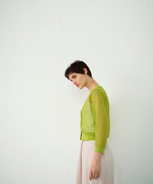 GRACE CONTINENTAL メッシュニットカーディガン グリーン