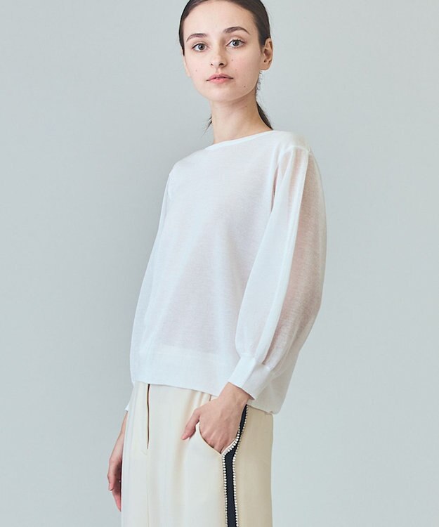 GRACE CONTINENTAL ラメシアーニットトップ ホワイト