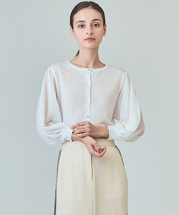 GRACE CONTINENTAL ラメシアーニットトップ ホワイト