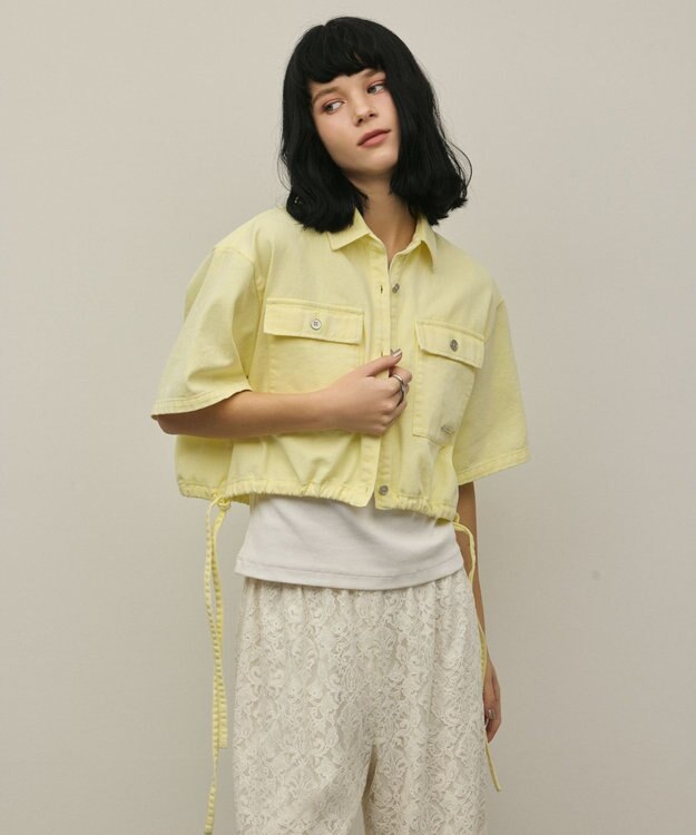 GRACE CONTINENTAL ハーフスリーブデニムシャツ イエロー