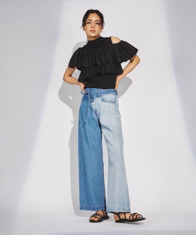 GRACE CONTINENTAL ワイドデニムパンツ バイカラー