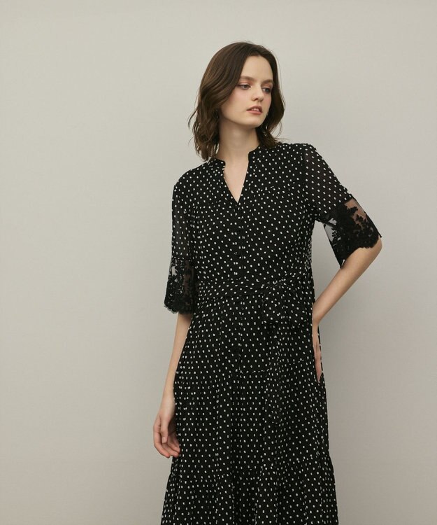 GRACE CONTINENTAL カフタンシフォンワンピース ブラック