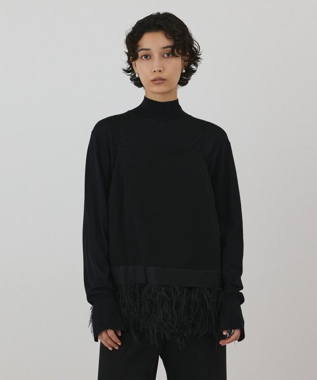 GRACE CONTINENTAL フェザーヘムキャミトップ ブラック