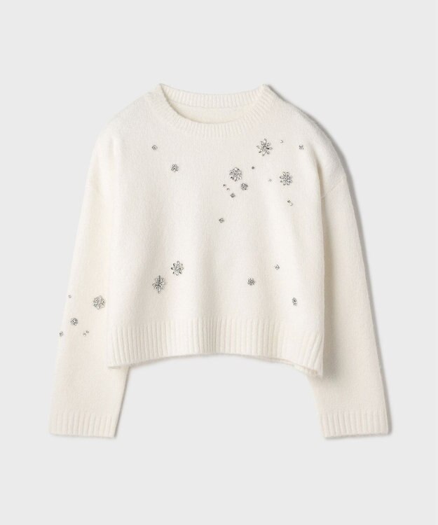 GRACE CONTINENTAL ビジューニットトップ ホワイト