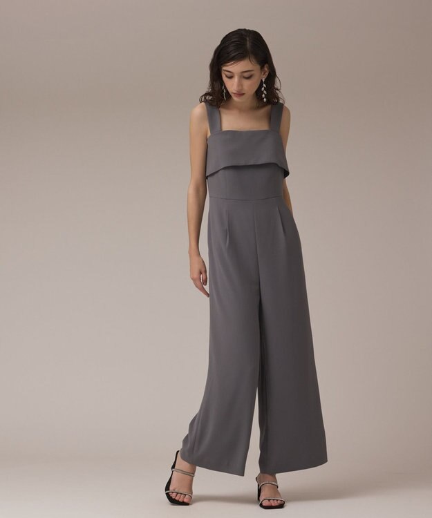 GRACE CONTINENTAL フリルケープサロペット グレー