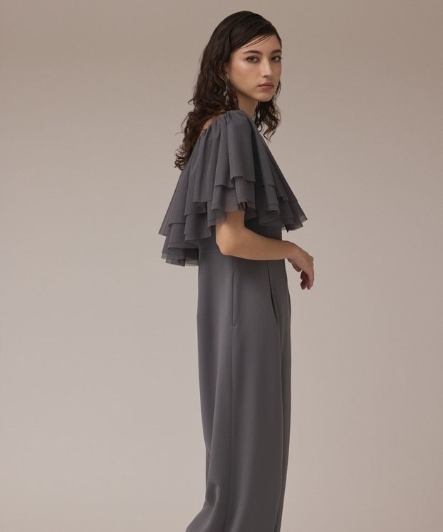 GRACE CONTINENTAL フリルケープサロペット グレー