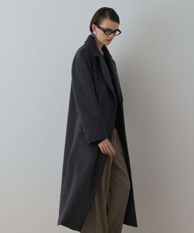 GRACE CONTINENTAL ショートビーバーロングコート チャコール