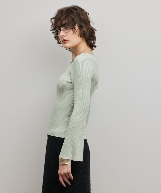 GRACE CONTINENTAL アイレットリブニットトップ グリーン