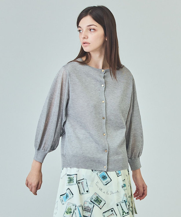 GRACE CONTINENTAL ラメシアーニットトップ グレー