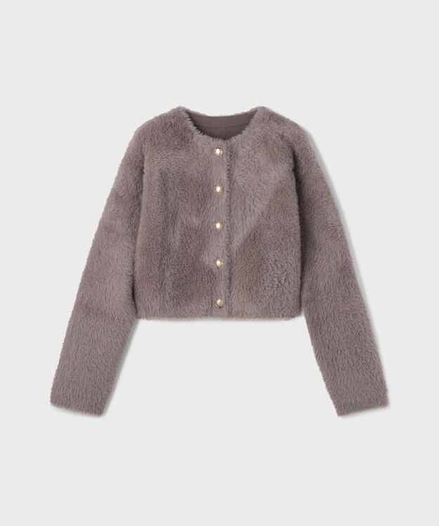 GRACE CONTINENTAL フェザーショートニットカーディガン グレー