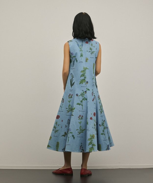 GRACE CONTINENTAL ボタニカルプリントフレアワンピース ブルー