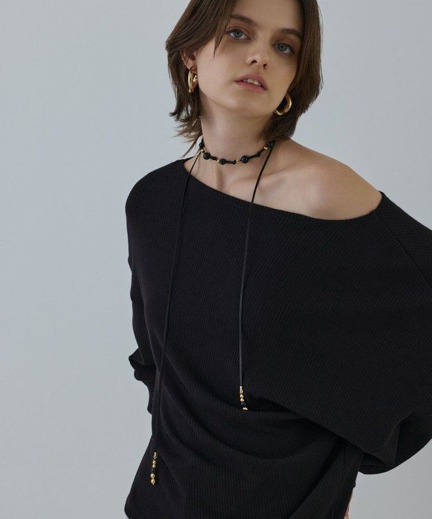 GRACE CONTINENTAL ビーズレザーチョーカー ブラック