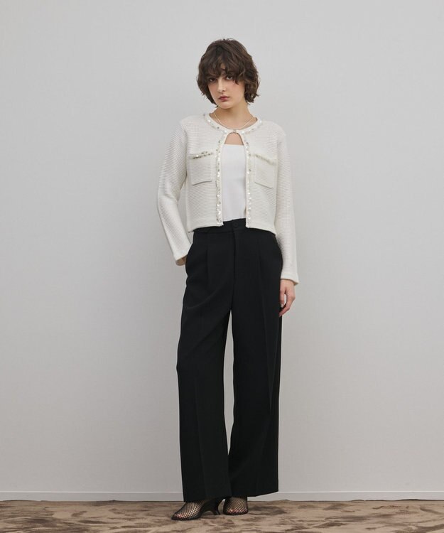 GRACE CONTINENTAL ブレードツイードニットジャケット ホワイト