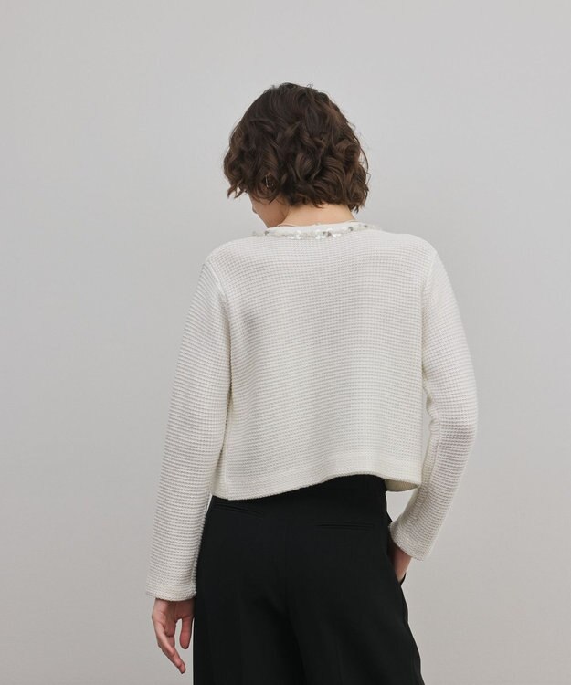 GRACE CONTINENTAL ブレードツイードニットジャケット ホワイト