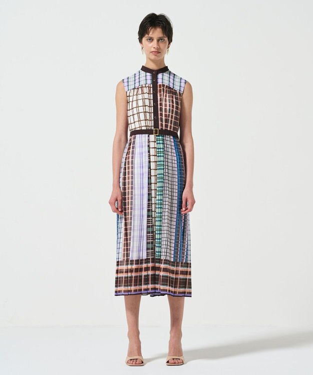 GRACE CONTINENTAL マルチチェックワンピース ブラウン