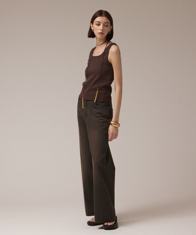 GRACE CONTINENTAL テレコリブトップ ブラウン