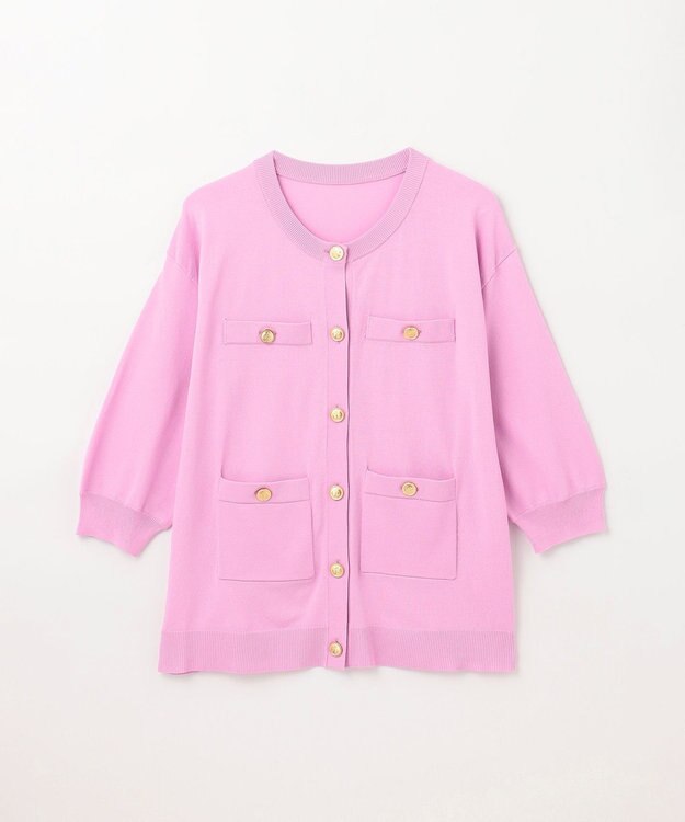 GRACE CONTINENTAL 配色ニットカーディガン ピンク