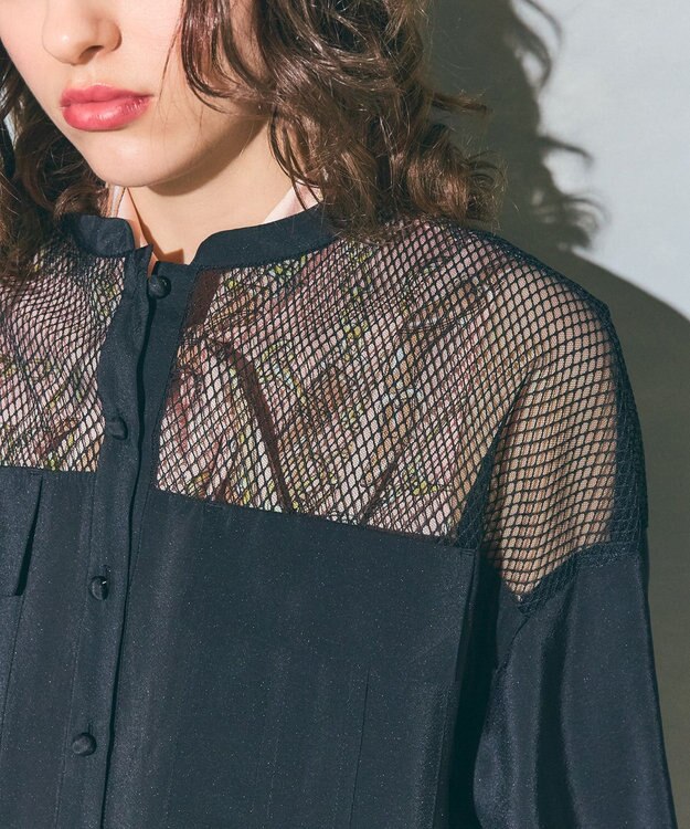 GRACE CONTINENTAL メッシュコンビシアーブルゾン ブラック