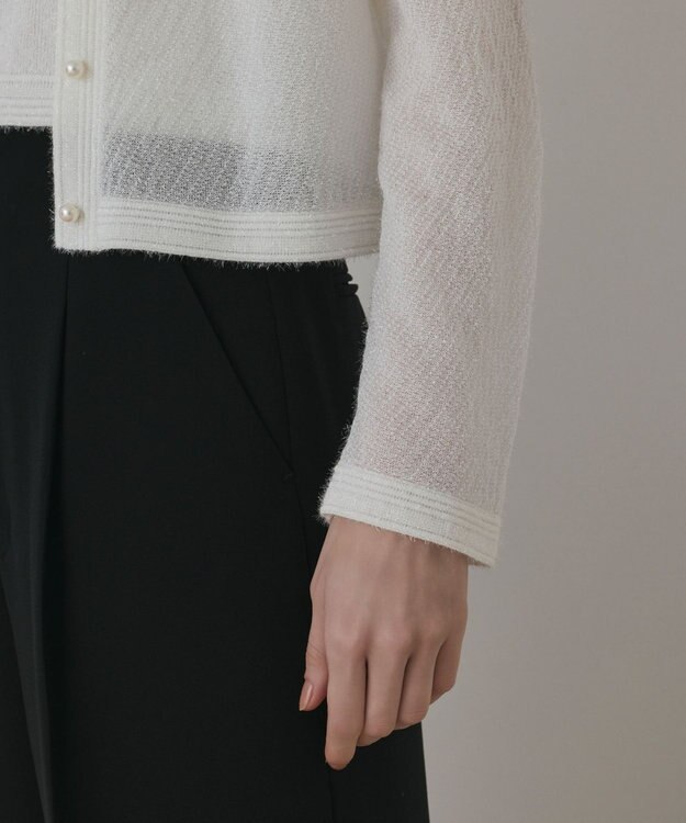 GRACE CONTINENTAL ラメフェザ－ニットカーディガン ホワイト