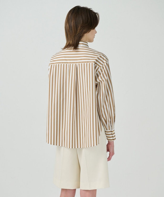 GRACE CONTINENTAL タフタストライプブラウス ベージュ