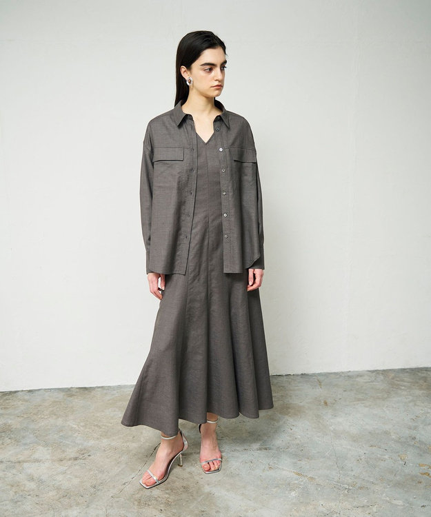 GRACE CONTINENTAL トリアセリネンオーバーシャツ チャコール
