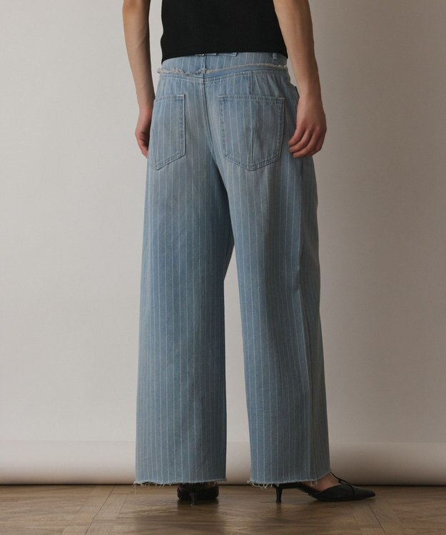 GRACE CONTINENTAL ヒッコリーデニムワイドパンツ サックス