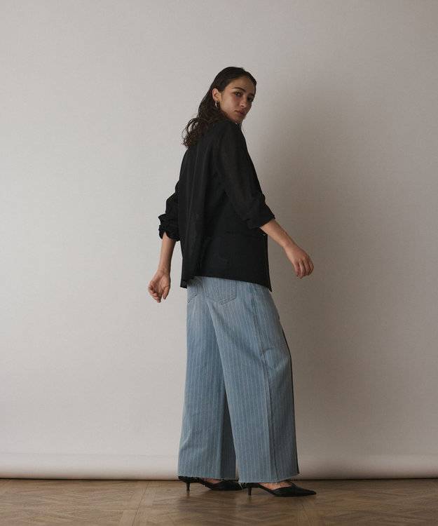 GRACE CONTINENTAL ヒッコリーデニムワイドパンツ サックス