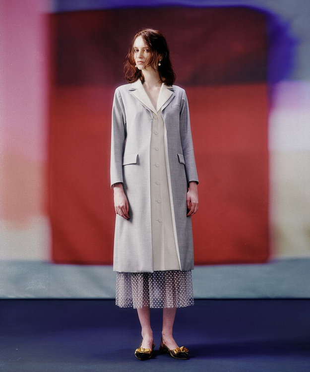 GRACE CONTINENTAL シルクウールトコートドレス グレー