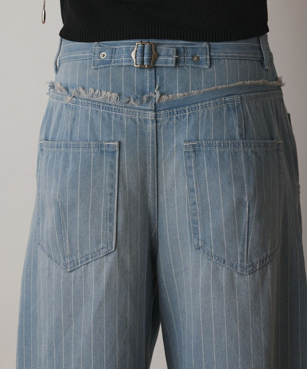 GRACE CONTINENTAL ヒッコリーデニムワイドパンツ サックス