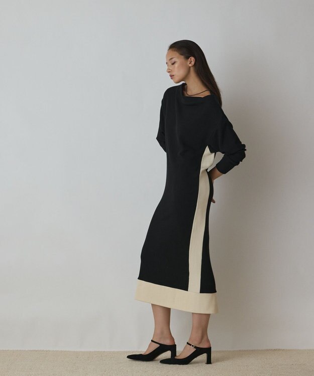 GRACE CONTINENTAL バイカラーカットワンピース ブラック