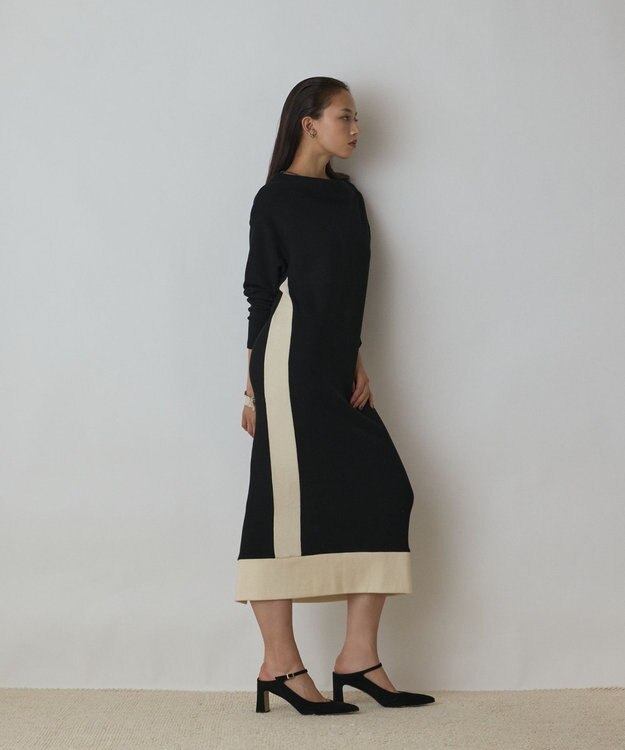 GRACE CONTINENTAL バイカラーカットワンピース ブラック