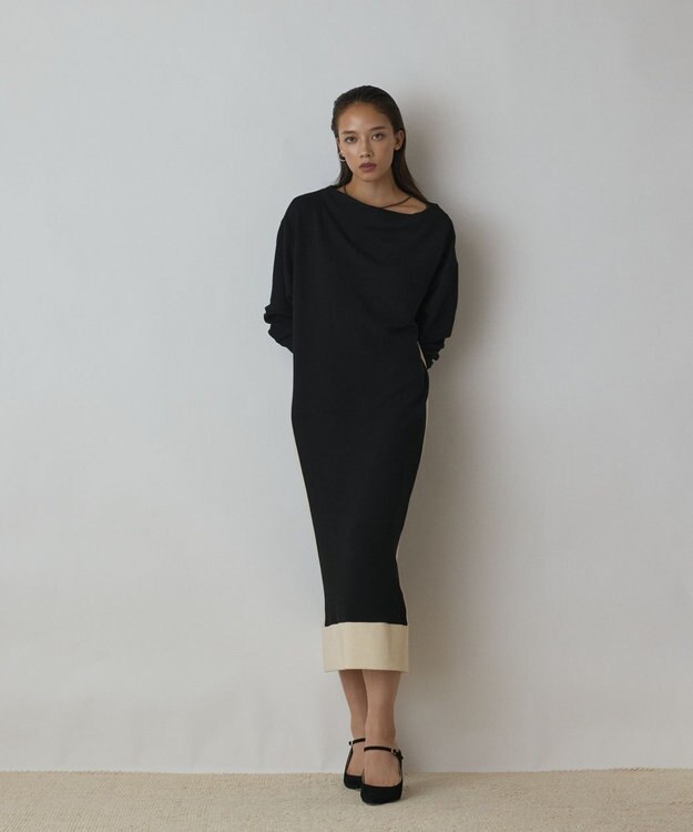 GRACE CONTINENTAL バイカラーカットワンピース ブラック