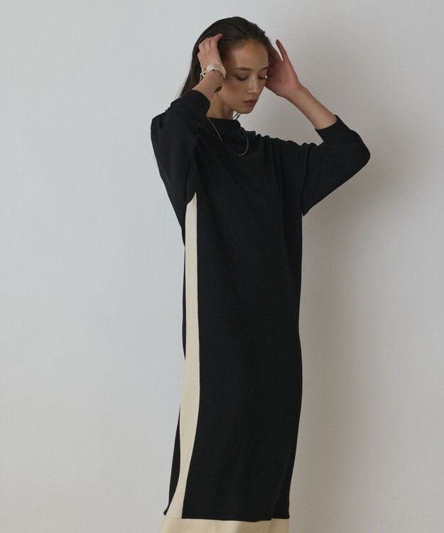 GRACE CONTINENTAL バイカラーカットワンピース ブラック