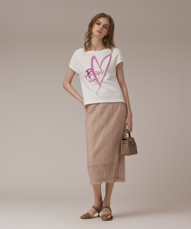 GRACE CONTINENTAL ハートプリント裏毛トップ ホワイト