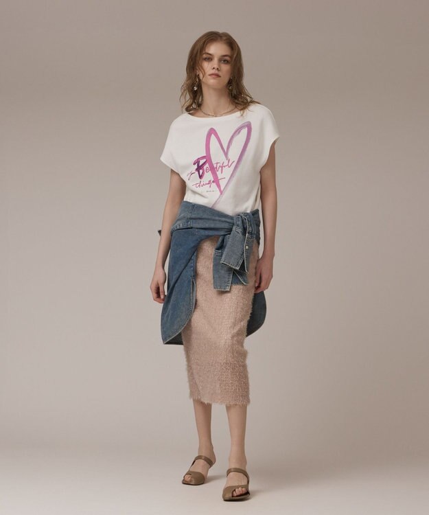 GRACE CONTINENTAL ハートプリント裏毛トップ ホワイト