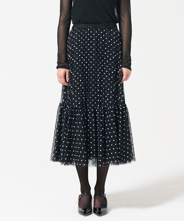 GRACE CONTINENTAL チュールドットスカート ブラック