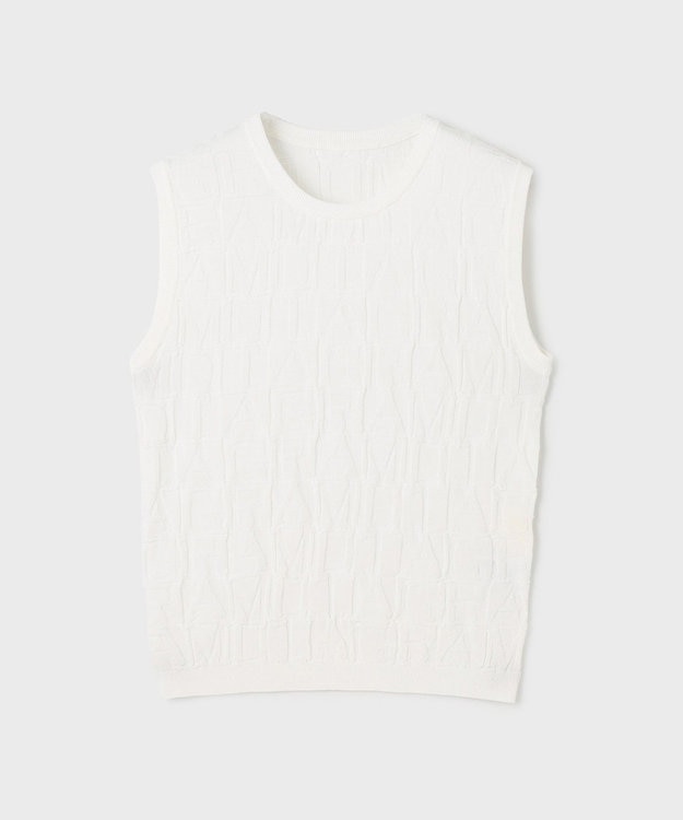 GRACE CONTINENTAL モノグラムニットトップ ホワイト