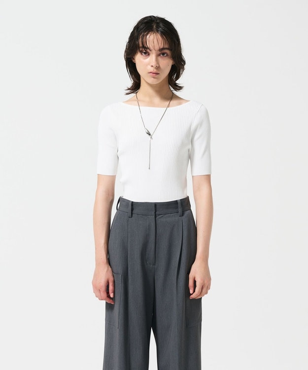 GRACE CONTINENTAL リブカシュクールニットトップ ホワイト