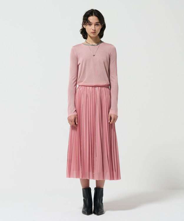 GRACE CONTINENTAL フォイルラインプリーツスカート ピンク