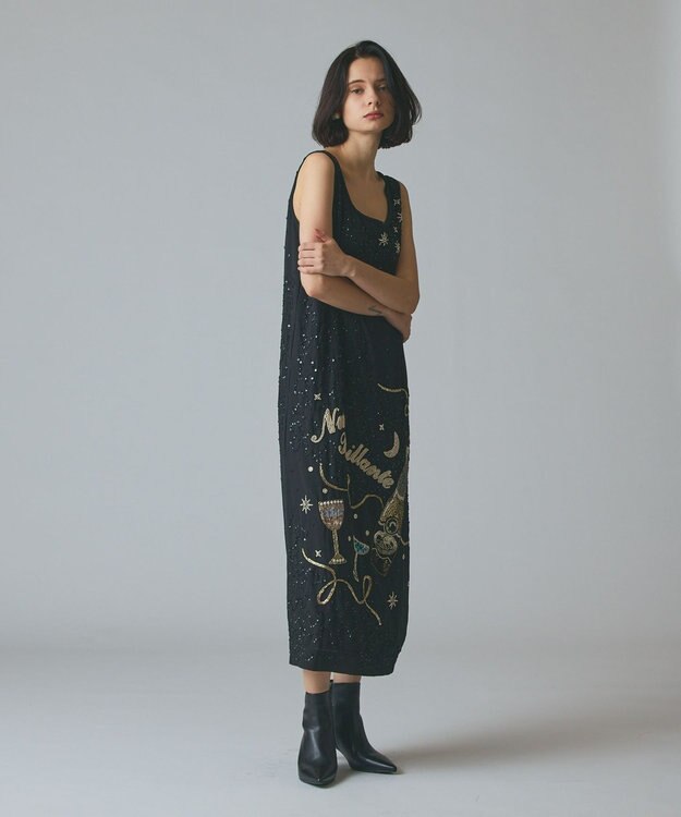 GRACE CONTINENTAL シャイニーembドレス ブラック