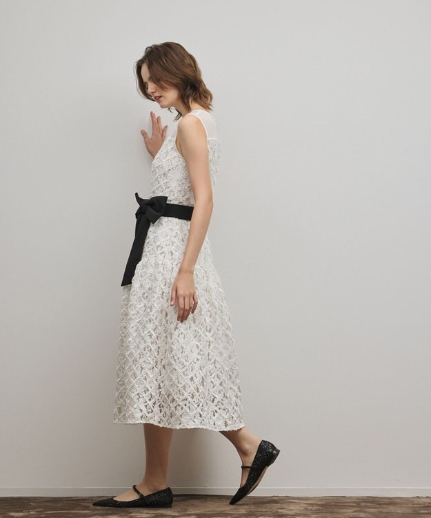 GRACE CONTINENTAL コード刺繍ワンピース ホワイト