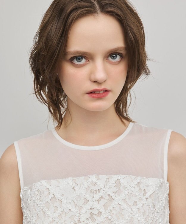 GRACE CONTINENTAL コード刺繍ワンピース ホワイト