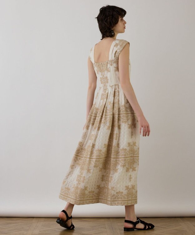 GRACE CONTINENTAL フレームジャガードドレス ベージュ