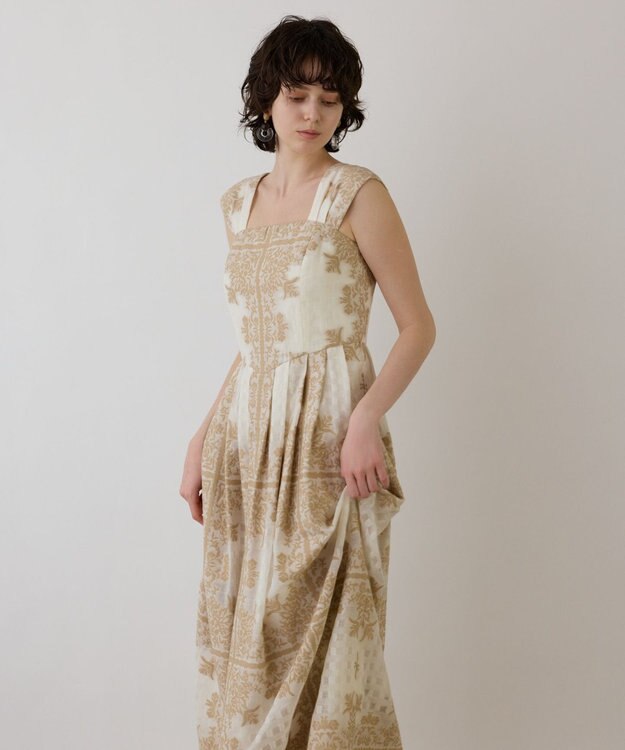 GRACE CONTINENTAL フレームジャガードドレス ベージュ