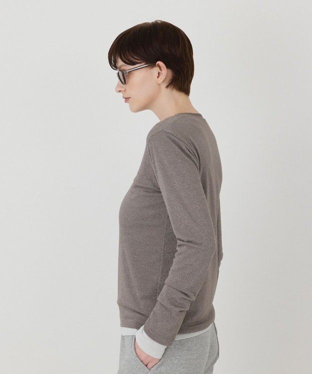 GRACE CONTINENTAL ラメクルーカットトップ グレー