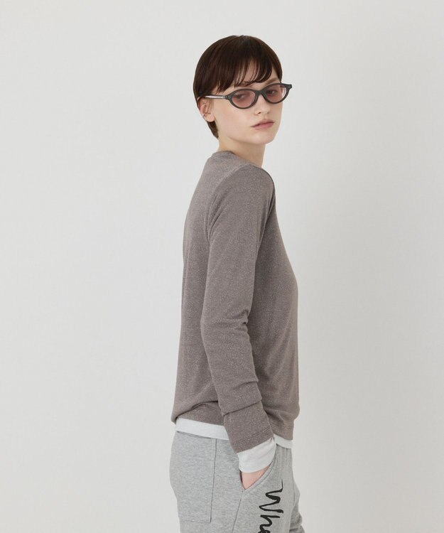 GRACE CONTINENTAL ラメクルーカットトップ グレー