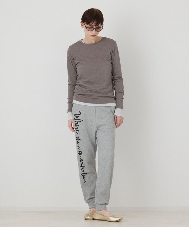 GRACE CONTINENTAL ラメクルーカットトップ グレー