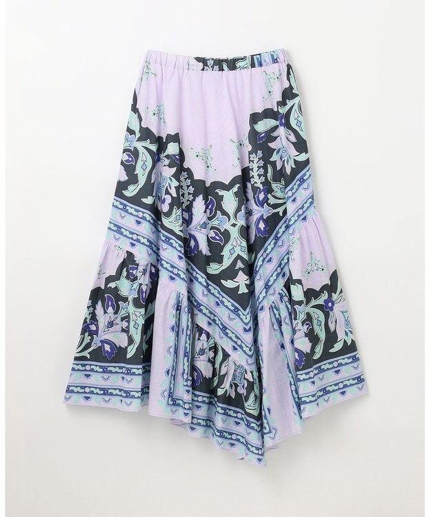 GRACE CONTINENTAL フレームプリントギャザースカート ネイビー