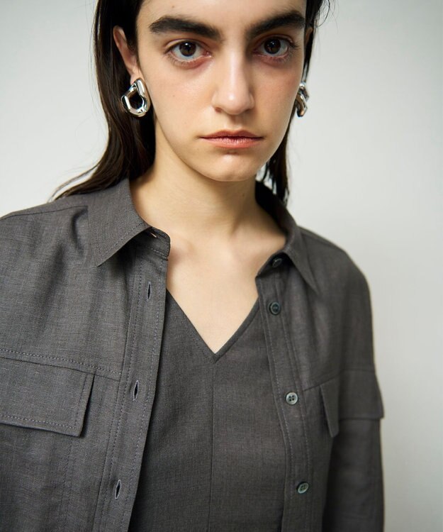 GRACE CONTINENTAL トリアセリネンオーバーシャツ チャコール