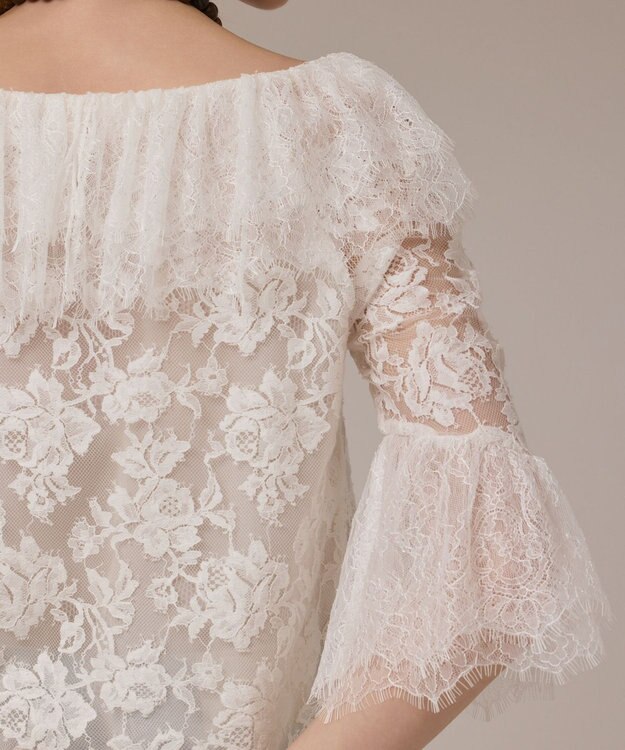 GRACE CONTINENTAL レースコンビフリルブラウス ホワイト